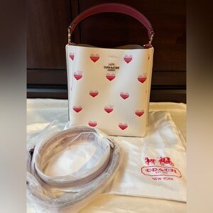 Coach Mollie Bucket Bag 22 With Stripe Heart Print